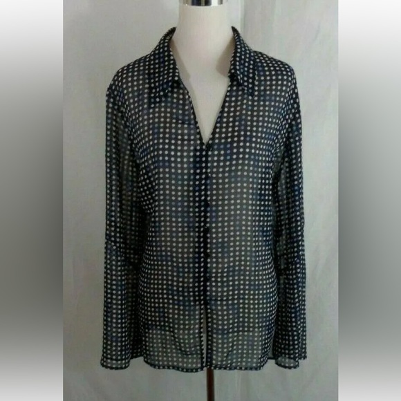 VENEZIA JEANS WOMEN'S SHIRT SIZE 22/24,POLKA DOTS,SHEER,BELL SLEEVE. - Picture 2 of 4